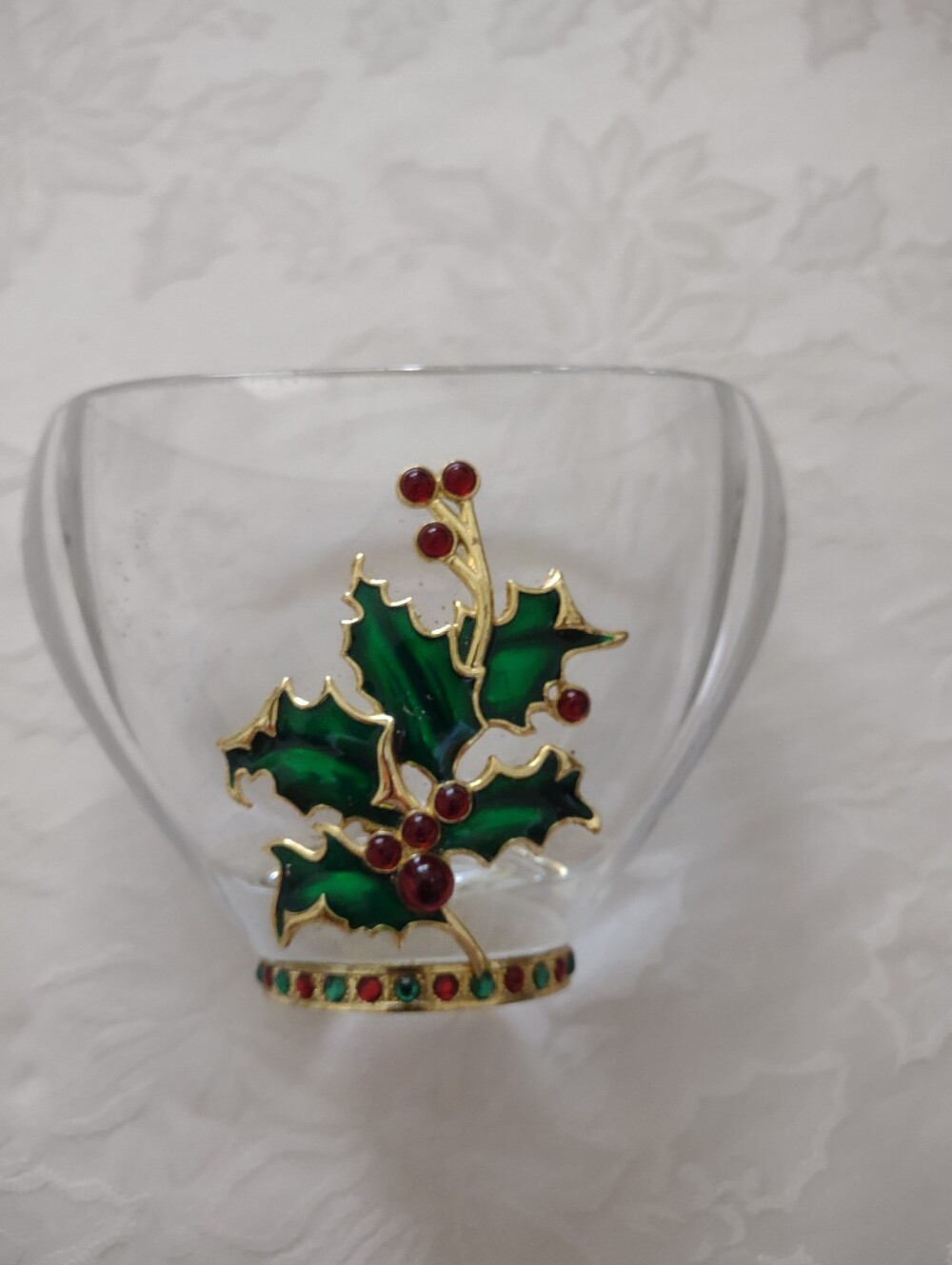 Vintage Fine Bohemian Crystal Holiday Bowl Gold Detailing